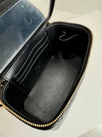 CHANEL SMALL VANITY CASE 17 WITH HANDLE IN BLACK CALFSKIN GOLD METAL CHAIN