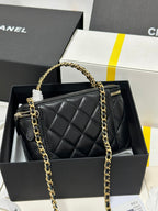 CHANEL 18 CLUTCH BAG IN BLACK CALFSKIN GOLD HARDWARE