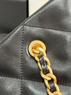 CHANEL MAXI SHOPPING BAG 36 IN BLACK LAMBSKIN GOLD METALLIC