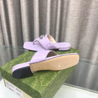 GUCCI marmont logo - embellished mattelasse leather sandal in purple