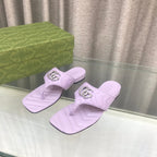 GUCCI marmont logo - embellished mattelasse leather sandal in purple