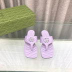 GUCCI marmont logo - embellished mattelasse leather sandal in purple
