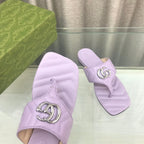 GUCCI marmont logo - embellished mattelasse leather sandal in purple