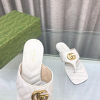 GUCCI marmont logo - embellished mattelasse leather sandal in white