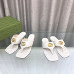 GUCCI marmont logo - embellished mattelasse leather sandal in white
