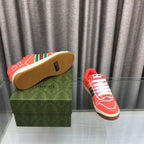 GUCCI SCREENER SNEAKER WITH WEB ORANGE RED CALFSKIN