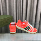 GUCCI SCREENER SNEAKER WITH WEB ORANGE RED CALFSKIN