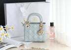 DIOR LADY 17 IN LIGHT BLUE LAMBSKIN WITH CANNAGE PATTERN