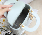 DIOR LADY 17 IN LIGHT BLUE LAMBSKIN WITH CANNAGE PATTERN