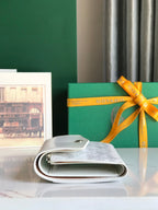 SAINT-GABRIEL WALLET 12 IN WHITE CALFSKIN AND GOYARDINE CANVAS