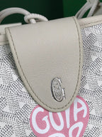 ANJOU MINI BAG 20 IN WHITE CALFSKIN AND GOYARDINE CANVAS