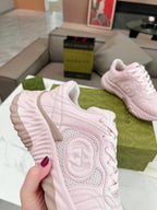 GUCCI RIPPLE TRAINER LIGHT PASTEL PINK LAMBSKIN