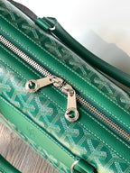 CISALPIN DOCUMENT CASE 39 IN GREEN GOYARDINE CANVAS AND CALFSKIN