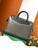 CISALPIN DOCUMENT CASE 39 IN BLACK GOYARDINE CANVAS AND CALFSKIN