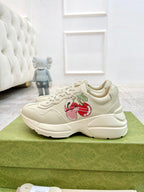 GUCCI RHYTON TRAINER WHITE LAMBSKIN WITH HEART MOTIF