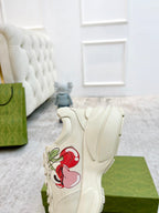 GUCCI RHYTON TRAINER WHITE LAMBSKIN WITH HEART MOTIF