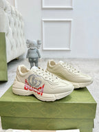 GUCCI RHYTON TRAINER WHITE LAMBSKIN WITH H LETTER