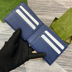 GUCCI BIFOLD WALLET 11 IN CLASSIC BLUE CALFSKIN
