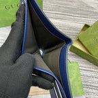 GUCCI BIFOLD WALLET 11 IN CLASSIC BLUE CALFSKIN