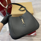 GUCCI JACKIE LARGE SHOULDER BAG 40 IN BLACK CALFSKIN GOLD HARDWARE