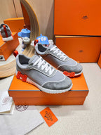 HERMES BOUNCING SNEAKER IN SMOKE GRAY SUEDE AND CALFSKIN