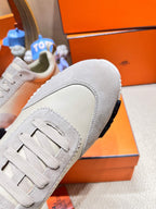 HERMES BOUNCING SNEAKER IN PALE GRAY SUEDE AND CALFSKIN