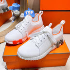 HERMES DEPART SLIP-ON SNEAKER IN FULL WHITE KNIT AND CALFSKIN