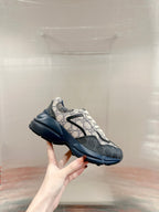 GUCCI RHYTON TRAINER CHARCOAL AND LIGHT GRAY CALFSKIN