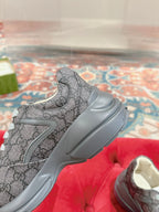 GUCCI RHYTON TRAINER GRAY CALFSKIN