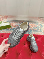 GUCCI RHYTON TRAINER GRAY CALFSKIN