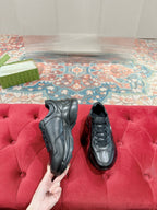 GUCCI RHYTON TRAINER BLACK CALFSKIN WITH WHITE LOGO