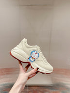 GUCCI RHYTON TRAINER WHITE CALFSKIN WITH DOREMON MOTIF