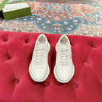 GUCCI RHYTON LOGO TRAINER WHITE CALFSKIN WITH TIGER MOTIF