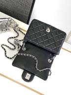 CHANEL SMALL 17 FLAP BAG IN BLACK CALFSKIN