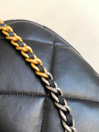 CHANEL LARGE 30 HOBO BAG IN BLACK CALFSKIN MIX METAL HARDWARE
