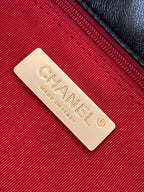 CHANEL LARGE 30 HOBO BAG IN BLACK CALFSKIN MIX METAL HARDWARE