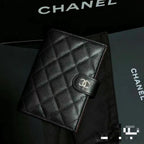 CHANEL BIFOLD WALLET CAVIAR 14 BLACK GRAINED CALFSKIN
