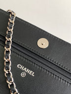 CHANEL WOC 19 BAG IN BLACK CALFSKIN WITH SILVER LOGO