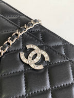 CHANEL WOC 19 BAG IN BLACK CALFSKIN WITH SILVER LOGO