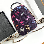 CHANEL CLASSIC MINI 18 BACKPACK COLORFUL WOOL COTTON MIXED FIBERS GOLD TONE METAL