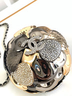 CHANEL EVENING BAG 9 GOLD SILVER RUTHENIUM METAL WITH CRYSTAL