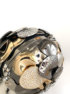 CHANEL EVENING BAG 9 GOLD SILVER RUTHENIUM METAL WITH CRYSTAL