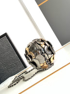 CHANEL EVENING BAG 9 GOLD SILVER RUTHENIUM METAL WITH CRYSTAL