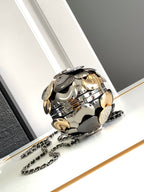 CHANEL EVENING BAG 9 GOLD SILVER RUTHENIUM METAL WITH CRYSTAL