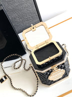 CHANEL 12 TEA BOX MINAUDIERE BAG IN BLACK RESIN
