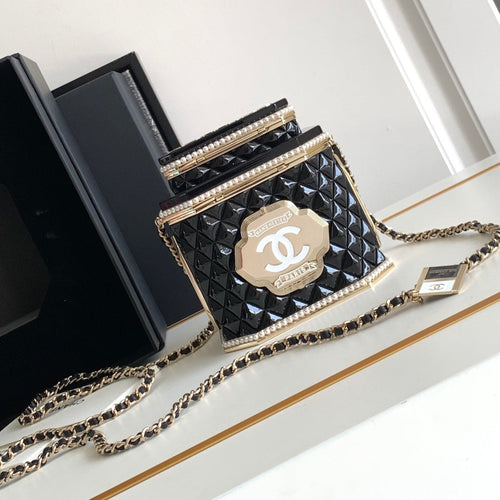 CHANEL 12 TEA BOX MINAUDIERE BAG IN BLACK RESIN