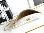CHANEL WAIST 24 BAG IN WHITE CALFSKIN WITH PEARL CHAIN AND GOLD HARDWARE