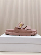DIOR CLASSIC DOUBLE-STRAP SLIDES 25S IN BABY PINK CALFSKIN