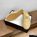 CHANEL Women Half - Slippers Yellow Cream Lambskin