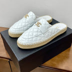 CHANEL Women Half - Slippers White Lambskin